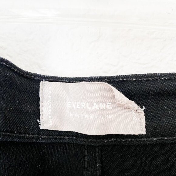 🦋 EVERLANE Black The High Rise Skinny Jeans 28 Casual Comfy Boho Retro Goth - Picture 5 of 5